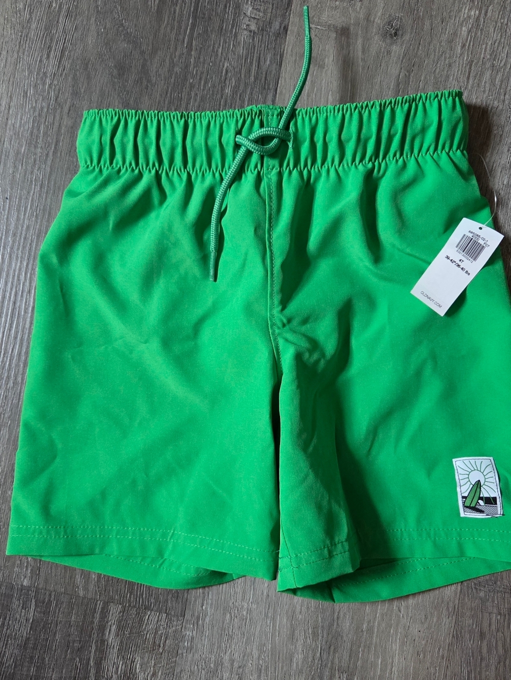 NWT Old Navy Bright Green Swim Trunks with Elastic Waist Size 4T